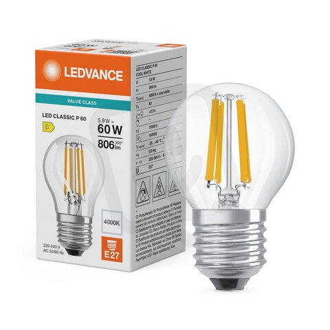 Světelný zdroj LED CLASSIC P V 5.9W 840 Clear E27 LEDVANCE 4099854785467