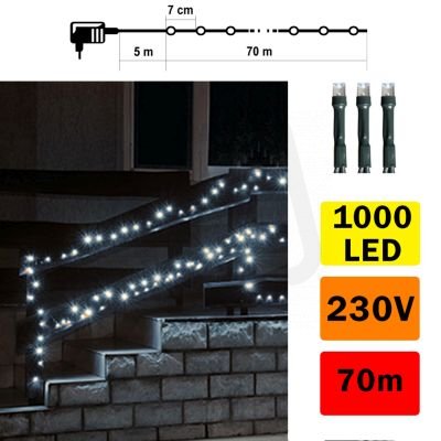 Vánoční světelný řetěz LED, 70m, bílá FK TECHNICS 5003517