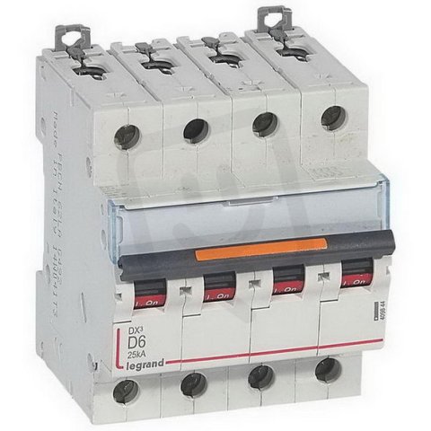 DX3 JISTIČ, 4 PÓLOVÝ, CHAR. D,6A 25KA LEGRAND 409844