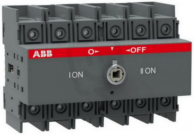 Přepínač ABB OT100F3C 3P I-0-II 115A, montáž na DIN lištu, bez rukojeti