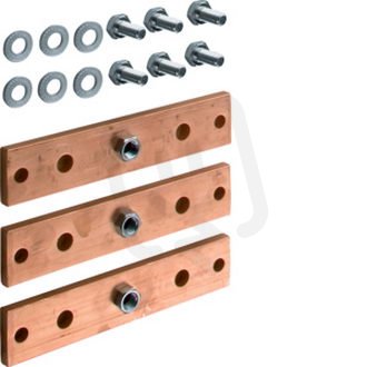 Cu sběrna 40x10mm, 190mm, pro 1 pole, 3ks včetně šroubů HAGER UM01K