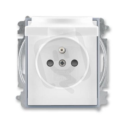 ABB ELEMENT Zásuvka s clonkami a víčkem bílá/ledová šedá 5519E-A02397 04