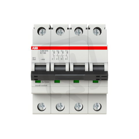 ABB S204MTR-K13, čtyřpólový jistič, 13A, K, 10kA, určeno pro drážní aplikace