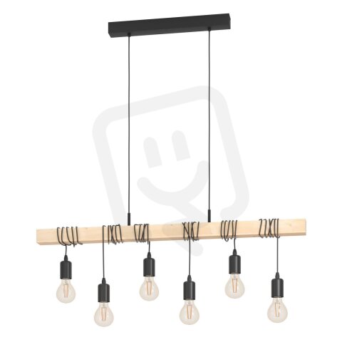 Závěsné svítidlo TOWNSHEND E27 černá/dřevo 6X60W IP20 EGLO 43513