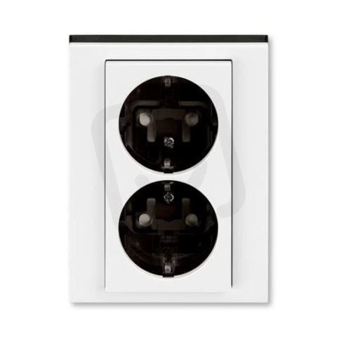 ABB Levit Dvojzásuvka SCHUKO s clonkami bílá/kouřová černá 5522H-C03457 62