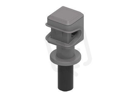 Držák vedení d8mm s pryžovým těsněním na plech, drát 8mm, šedý, plast 310918