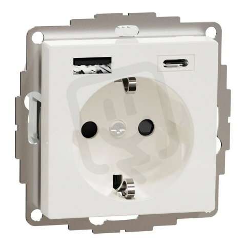 Zásuvka Schuko 230V USB A+C 3A,polar SCHNEIDER MTN2367-0319