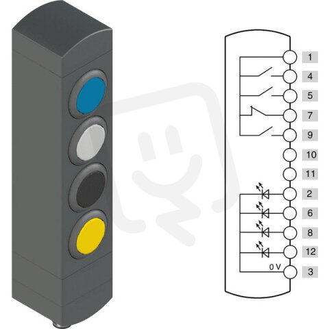 Ovládací jednotka BN 4 prvky (konfigurace A67) Konektor M12,12 pólů, IP65