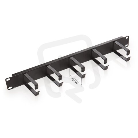 19'' vyvazovací panel 1U černý, 5 x kovový úchyt velký 40 x 80 mm RAB-VP-X21-A2