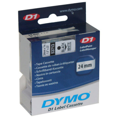 53713 DYMO páska D1 plastová 24mm, černý tisk / bílý podklad, návin 7m S0720930