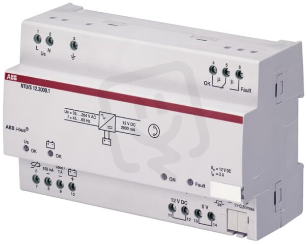 ABB KNX Řadový napájecí zdroj záložní 2 A 12VDC NTU/S12.2000.1 2CDG110070R0011