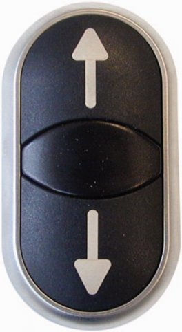 Eaton M22-DDL-S-X7/X7 Dvojité tlačítko, zvýšené, bílá čočka, UP/DOWN černá/černá