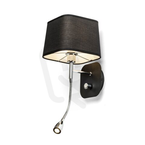 PERTH nástěnná černá/černá chrom 230V E14 LED 15+3W 30° 3000K RENDL R13662