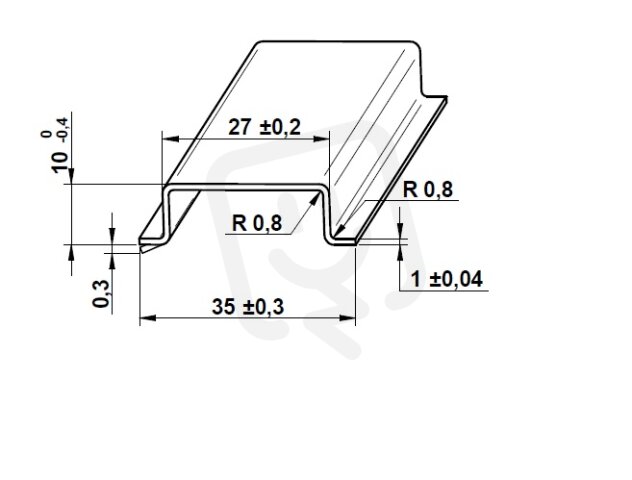 Lišta TH 35x10 - 2000 mm, plná, pozink modrý, cena za kus ELEKTRO BEČOV E551110