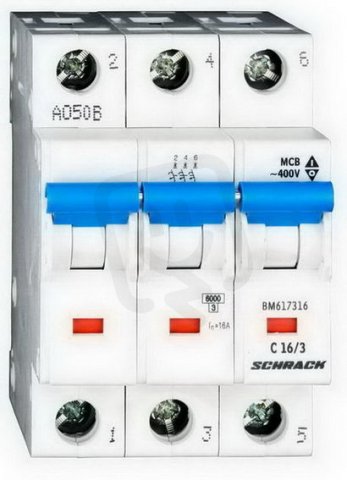 Instalační jistič 6 kA, C 16A, 3P SCHRACK BM617316--