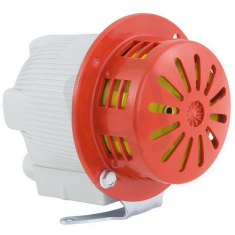 Siréna motorová MINICELERE BA 24 V, DC, IP43, 95 dB, M12, světle šedá, 1 tón