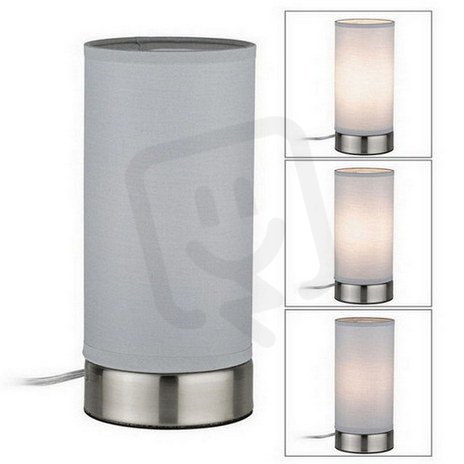 Stolní lampa Pia látkové stínidlo 1-ramenné světle šedá/kov E14 bez sv. zdroje