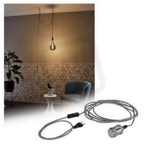 Závěsné svítidlo Neordic Eldar vč. zástrčky E27 max. 1x20W šedá/nikl 79771