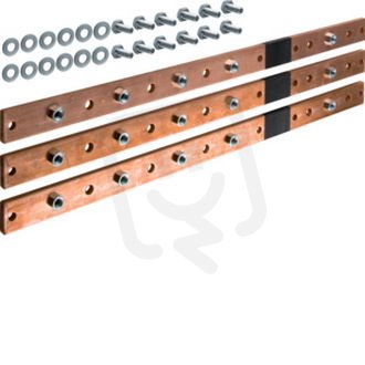 Cu sběrna 40x10mm, 745mm, pro 3 pole, 3ks včetně šroubů HAGER UM04K
