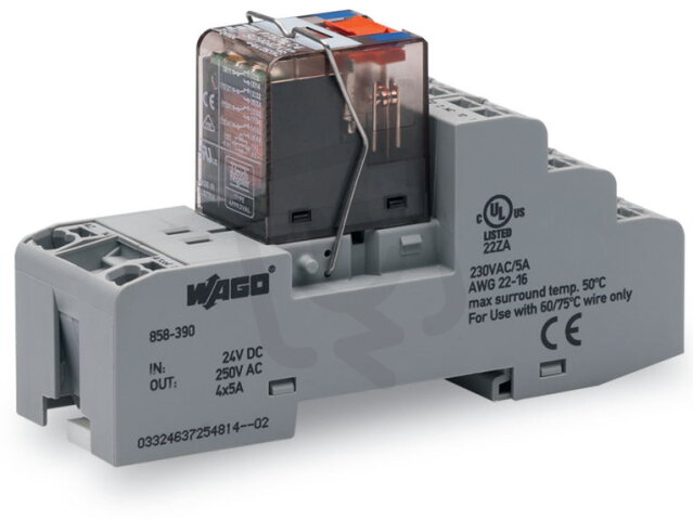 Reléový modul, vstupní jmenovité napětí DC 220 V, 4 přepínací kontakty, šedá
