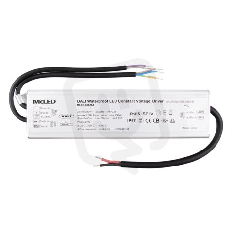Napájecí zdroj 240W, DC24V/10A, IP67, řízení DALI a tlačítko