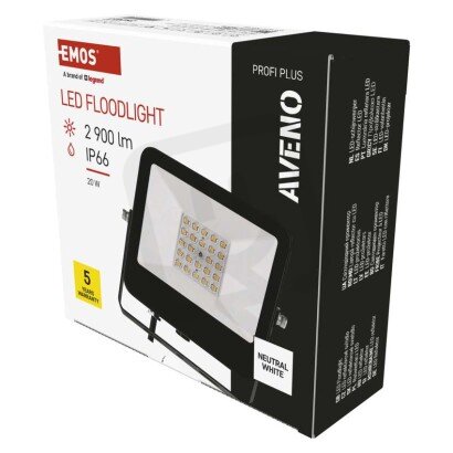 LED reflektor AVENO 20W, černý, neutrální bílá EMOS ZS2413