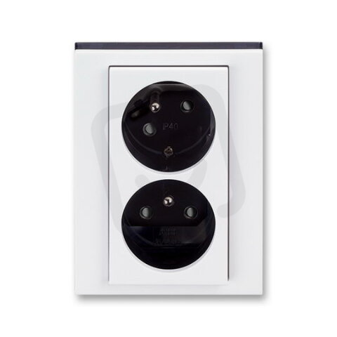 ABB LEVIT Dvojzásuvka s clonkami (5513H-C02357 62) bílá/kouřová černá BLISTR