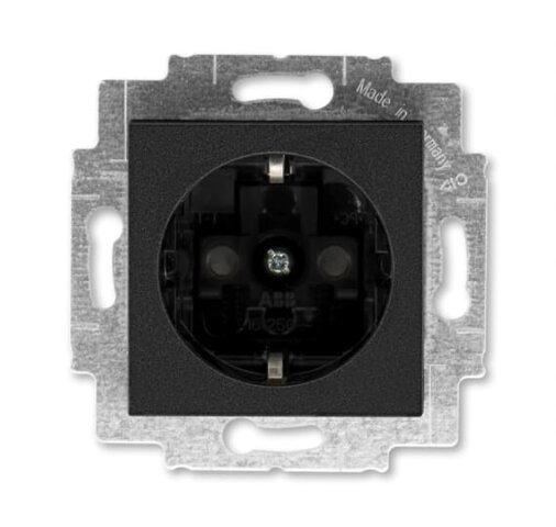 Zásuvka ABB LEVIT M s bočními kontakty, bezšr,onyx/kouřová černá 6620H-A07457 63