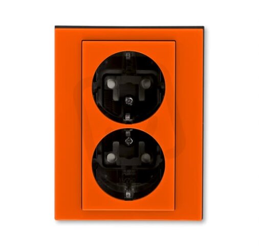 Dvojzásuvka ABB LEVIT s clonkami bezšroub. oranžová/kouř. černá 5522H-C03458 66W