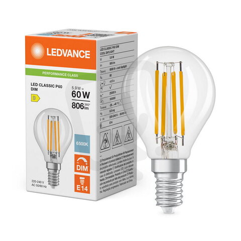 Světelný zdroj LED CLASSIC P DIM P 5.9W 865 Clear E14 LEDVANCE 4099854778346