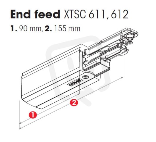 Koncový napáječ DALI levý černý NORDIC ALUMINIUM XTSC611-2