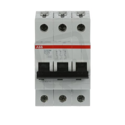 S203M-D25 3 fázový jistič 25 A char. D 10kA ABB 2CDS273001R0251