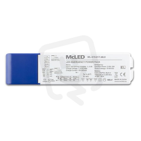 Nouzový modul pro svítidla McLED, max. 5W, 10 60V, 1,5Ah, 1,5-3h doba zálohy