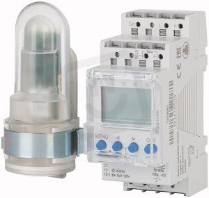 SRCD1COD Soumrakový spínač s externím čidlem+hodinami 1přep kontakt 230V 16A