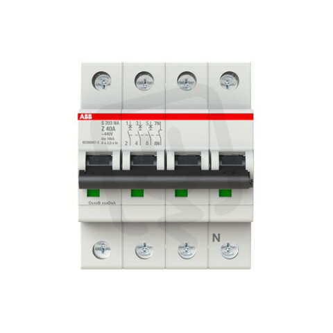 ABB S203-Z40NA jistič 3F odpojení N vodiče (3+NA) 40 A char. Z 6kA