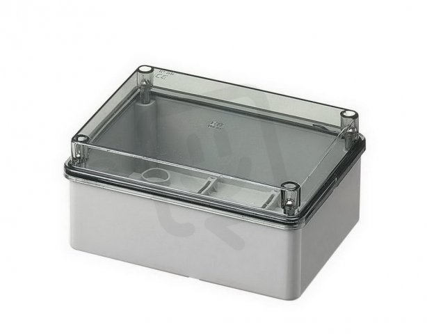 Krabice S-BOX 316-P, 150x110x70, IP56 šedá, průhledné víko, kovové šrouby, 650°C