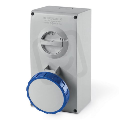 Nástěnná zásuvka SCAME OMNIA s blokováním 2P+E 63A 6h/200-250V IP67 s vypínačem