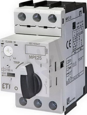 Motorový spouštěč MPE25-10 3p 50kA (230V) 6,3-10A Irm=120A ETI 004648010