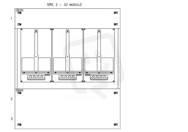 Konstrukce elektroměrová 3-18, 1-řadá, plastové panely SCHRACK CSIL125318