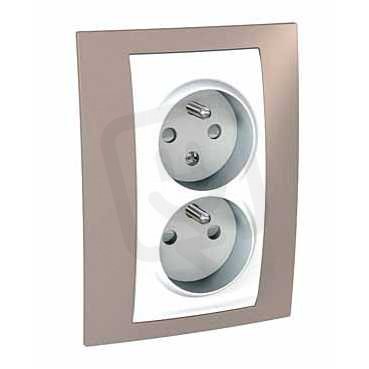 Unica Plus Zásuvka dvojnásobná 230V 2x2P+PE Mink/Polar SCHNEIDER MGU63.065.874