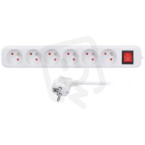 6z prodlužovací přívod, 1,5m, 3 x 1mm2, bílý, vypínač SOLIGHT PP70