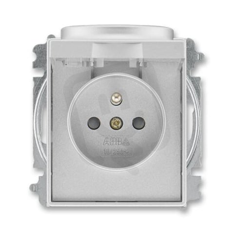 ABB TIME Zásuvka chráněná s clonkami a víčkem titanová 5519E-A02397 08