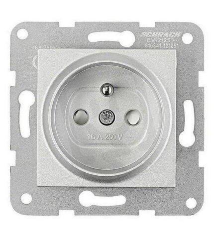Zásuvka ČSN bezpečnostní clonka, bezšroubové svorky,stříbrná SCHRACK EV121251--