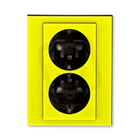 ABB Levit Dvojzásuvka SCHUKO s clonkami žlutá/kouřová černá 5522H-C03457 64