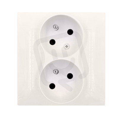 Zásuvka dvojnásobná s uzemněním, pootočená 16A, 250V~, krémová DGZ2TS/41