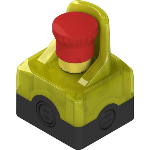 Vybavený box se STOP tlačítkem, prosvětlený žlutý kryt a bzučák, 24 VDC