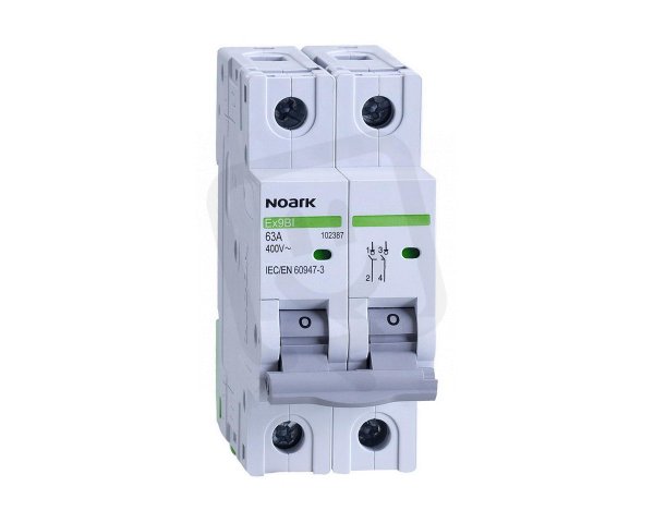 Instalační vypínač NOARK 102387 EX9BI šířka 2 moduly, 2pól, 63A