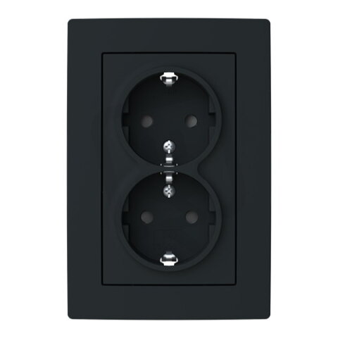 Dvojzásuvka ABB ZONI s clonkami, bezšroub., matná černá 5522T-C03458 237