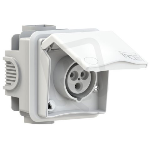 zásuvka pod omítku designová, 3P, 16A/230V, bílá, IP 44 PCE PC-883-6v