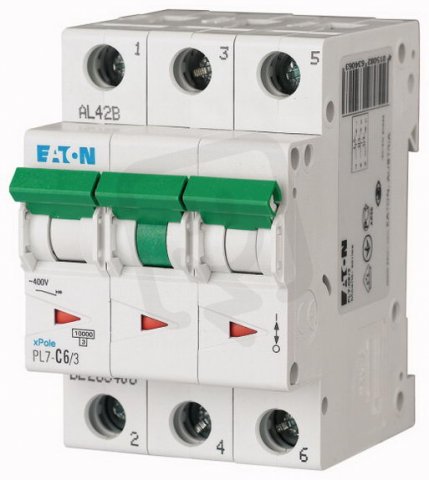 Jistič PL7-C6/3, char C, 3-pólový, 10kA, 6A EATON 263406